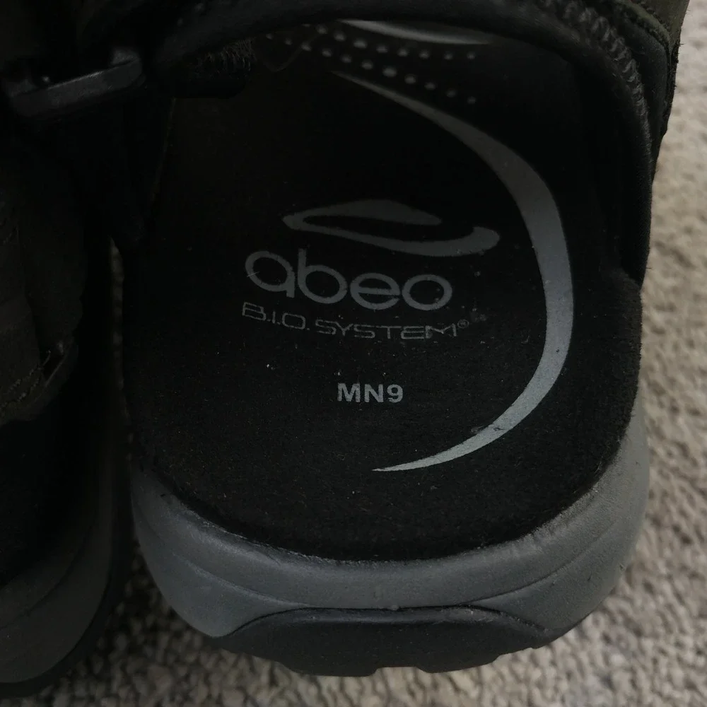 ABEO B.I.O. System Cayucos Mens Size 9 N Sandals Black Leather Hiking Trail Shoe